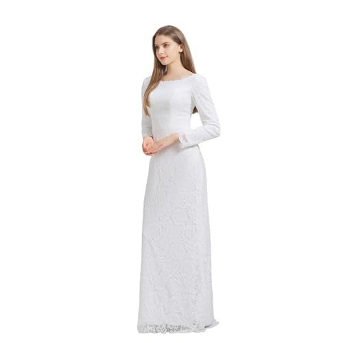 Women's Backless Lace Bridal Wedding Dresses with Long Sleeves PWD100