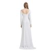 Women's Backless Lace Bridal Wedding Dresses with Long Sleeves PWD100