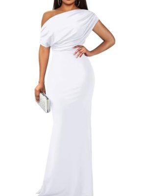 Women's Elegant Sleeveless Off Shoulder Bodycon Long Formal Party Evening Dress