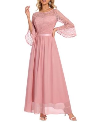 Women's Formal Dresses 2025 Wedding Guest Dress Bell Sleeve Bridesmaid Dresses Maxi Evening Dress