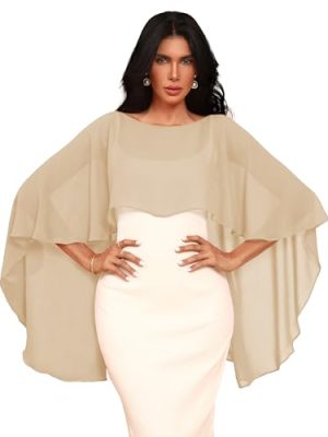 Chiffon Sheer Shawl Wraps Women's Girls Shrug for Evening Dress Wedding Cape Cover Up 1920s Shawl