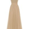 Women's V Neck Sleeveless Lace Bridesmaid Dress Wedding Party Gown