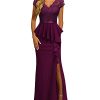 Women's Elegant Floral Lace Ruffle Split Cocktail Party Long Dress