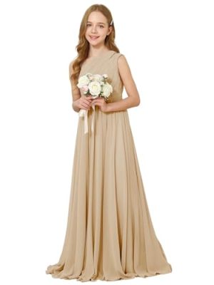 One Shoulder Flower Girl Wedding Junior Bridesmaid Chiffon Dresses A Line Sleeveless Princess Dress