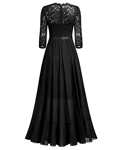 Women's Elegant Floral Lace Ruffle Bridesmaid Maxi Dress