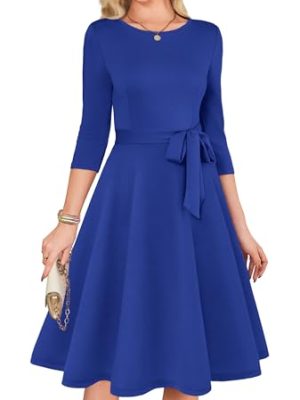 Women's Cocktail Dresses 3/4 Sleeve Vintage Wedding Guest Dress (XS-3XL)