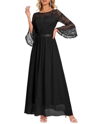 Women's Formal Dresses 2025 Wedding Guest Dress Bell Sleeve Bridesmaid Dresses Maxi Evening Dress