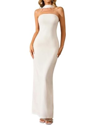 Women Elegant Summer Bodycon Maxi Dress Halter Neck Formal Wedding Guest Cocktail Party Long Dresses