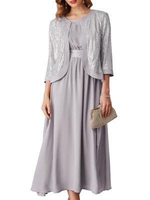 Women's Formal Dresses Mother of The Bride Dresses for Wedding Party Cocktail Dress Two Piece Dress Sequin Dress