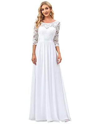 Women's Bridesmaid Dresses 3/4 Sleeve Empire Waist Maxi Mother of The Bride Dresses 07412