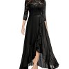 Women's Elegant Floral Lace Ruffle Bridesmaid Maxi Dress