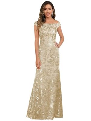 Mother of The Bride Dresses for Women Off The Shoulder Sequin Evening Formal Dress