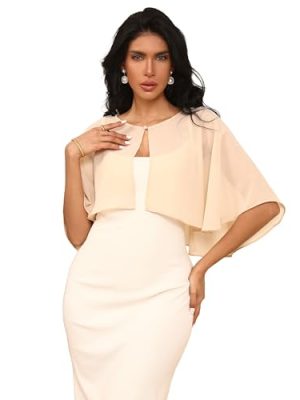 Chiffon Shawl Wraps Women's Girls Shrug for Evening Dress Wedding Cape Cover Up 1920s Shawl