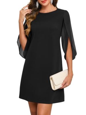 Women's 2025 Flutter Sleeve Cocktail Dress Crew Neck Chiffon Formal Wedding Guest Party Dresses