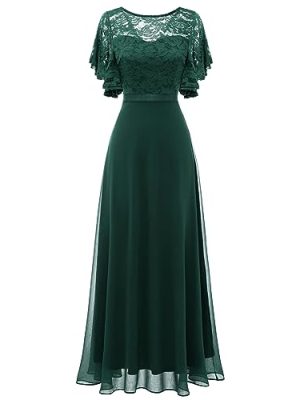 Womens Formal Dresses for Wedding Guest Bridesmaid Long Prom Empire Waist Lace Dress Evening Gown 2025