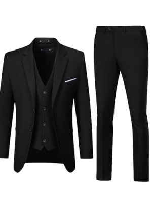 Men Suits 3 Pieces Set Slim Fit Wedding Suit Groomsmen Prom Suit Tuxedo Business Formal Casual Groom Suit Jacket Blazer Pants