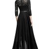 Women's Elegant Floral Lace Ruffle Bridesmaid Maxi Dress