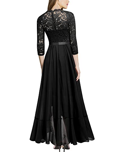 Women's Elegant Floral Lace Ruffle Bridesmaid Maxi Dress