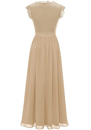 Women's V Neck Sleeveless Lace Bridesmaid Dress Wedding Party Gown