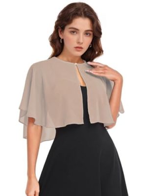 Soft Chiffon Shawl Wraps Shrug for Evening Dress Wedding Vintage Style Cape for Women