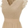 Women's V Neck Sleeveless Lace Bridesmaid Dress Wedding Party Gown