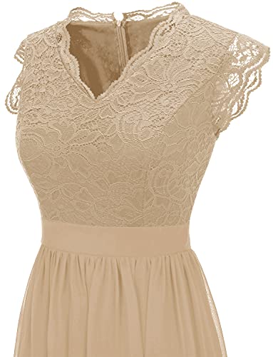 Women's V Neck Sleeveless Lace Bridesmaid Dress Wedding Party Gown