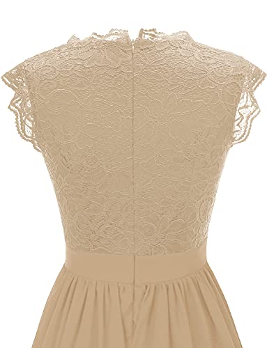 Women's V Neck Sleeveless Lace Bridesmaid Dress Wedding Party Gown