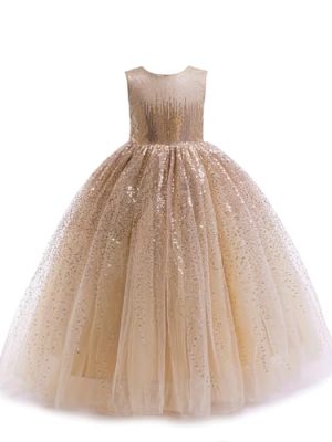 Flower Girls Sequin Dress Bridesmaid Sparkle Formal Wedding Party Birthday Kids Pageant Princess Prom Ball Gown