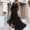 Women's Elegant Floral Lace Ruffle Bridesmaid Maxi Dress