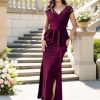 Women's Elegant Floral Lace Ruffle Split Cocktail Party Long Dress
