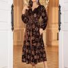 Womens Velvet Dresses Long Sleeve Cocktail Party Wedding Guest Dress