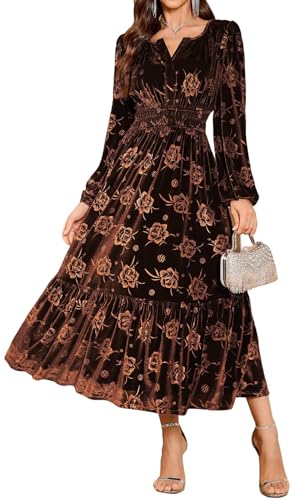 Womens Velvet Dresses Long Sleeve Cocktail Party Wedding Guest Dress