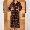 Womens Velvet Dresses Long Sleeve Cocktail Party Wedding Guest Dress