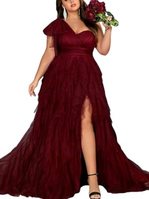 Women's Plus Size Wedding Guest Long Dress One Shoulder Summer Maxi Elegant Evening Party Cocktail Gown for Bridesmaid Prom
