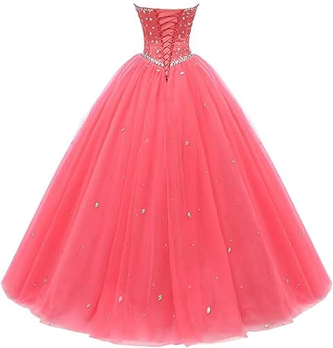 Women's Sweetheart Ball Gown Tulle Quinceanera Dresses Prom Dress