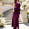 Women's Elegant Floral Lace Ruffle Split Cocktail Party Long Dress