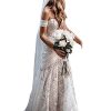 Women's Bohemian Wedding Dresses Sweetheart Mermaid Lace Bridal Gown