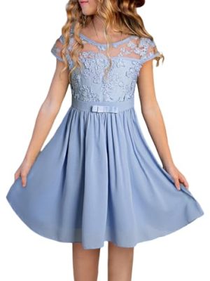Girls Elegant Lace Mesh Semi Formal Party Dress Size 6-15 Years