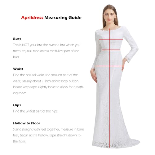 Women's Backless Lace Bridal Wedding Dresses with Long Sleeves PWD100