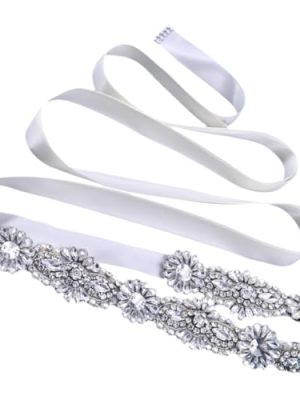 Wedding Dress Rhinestone Belt Sash for Bride Elegant Waist Decoration Imitation Ribbon Accessory for Wedding Gown and Bridesmaid