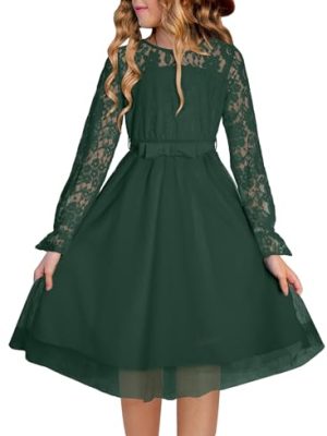 Girls Flower Dresses Fall Lace Tulle Party Dress Size 6-15 Years