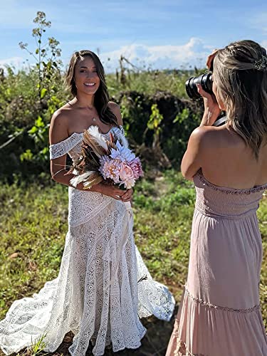 Women's Bohemian Wedding Dresses Sweetheart Mermaid Lace Bridal Gown