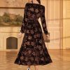 Womens Velvet Dresses Long Sleeve Cocktail Party Wedding Guest Dress