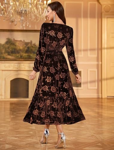 Womens Velvet Dresses Long Sleeve Cocktail Party Wedding Guest Dress